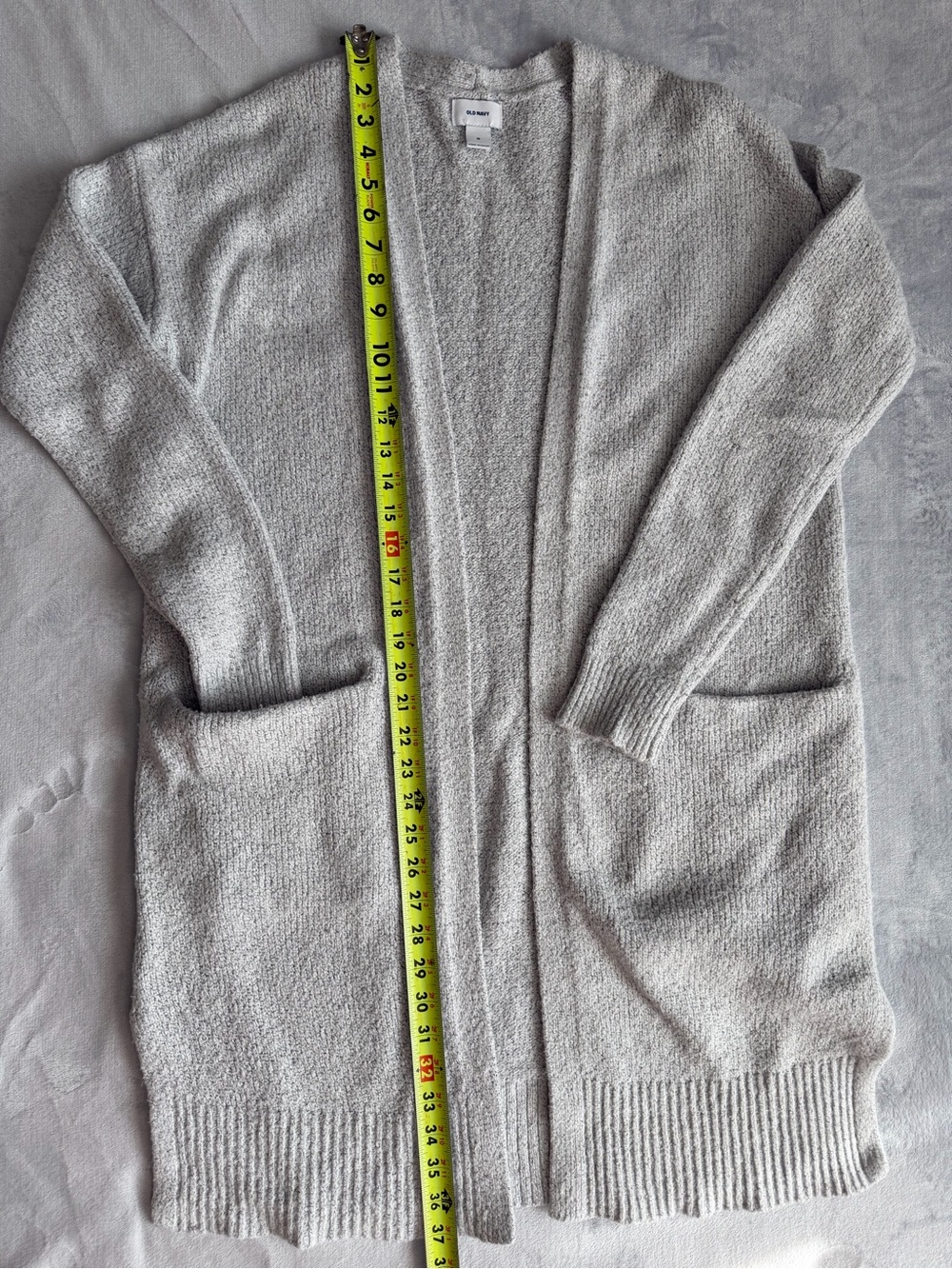 Old Navy Light Gray Open-Front Long Women's Cardigan - Picture 3 of 5
